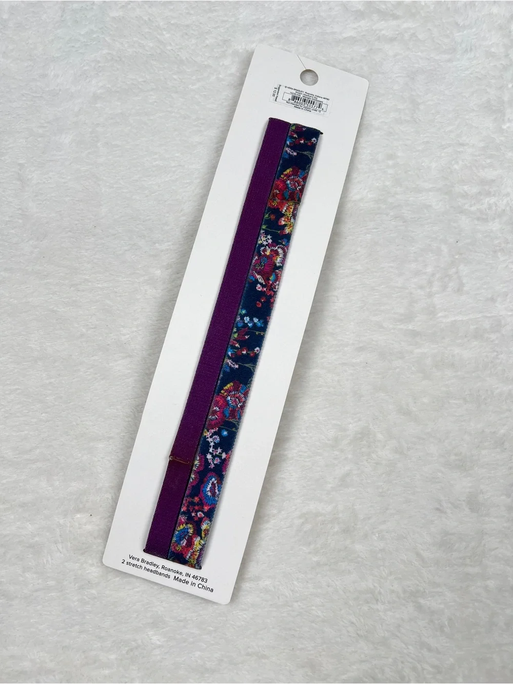 Vera Bradley Stretch Headband Set Floral Purple Elastic Hair Accessories NWT